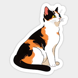 Calico Cat With Blue eye and yellow eye Sticker